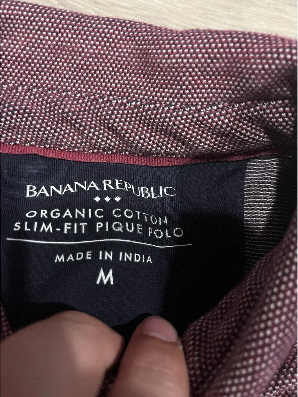 Banana Republic Polo Slim Fit Pique Organic Cotton Mens Medium Maroon Shirt